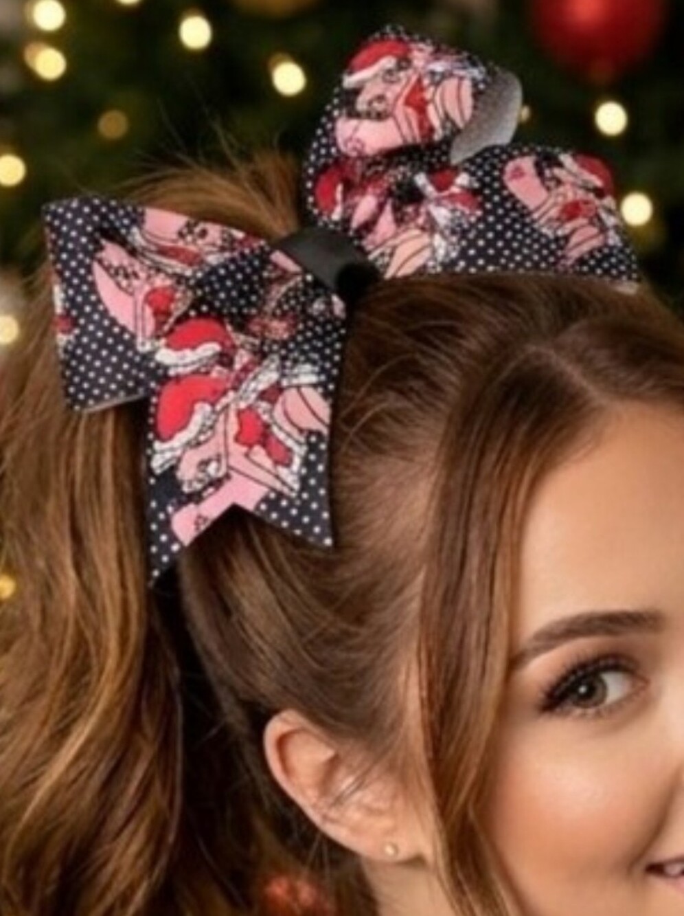 Betty Boop Christmas Santa Hat Polka Dot Hair Bow